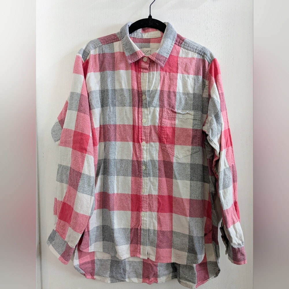 LOFT Pink and Gray Flannel